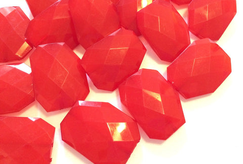 XL ruby red 39mm big acrylic beads, chunky craft supplies for wire bangle, jewelry making necklace, big red beads, large red beads