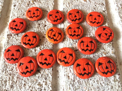 Halloween beads, pumpkin beads, jack o lantern beads, halloween jewelry big orange beads, chunky craft supplies for wire bangle or jewelry