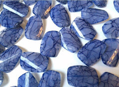 XL Large Blue crackle Gem Stone Beads - Acrylic Beads - dinosaur eggs -Jewelry Making-Necklaces, Bracelets, Earrings- 40mm navy beads