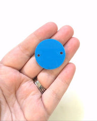 2 Hole Acrylic Disc - BLANK - 1.25&quot; Across - 2 Holes for Bangle Making, Necklace or Keychain, Jewelry Making - Carribbean Blue