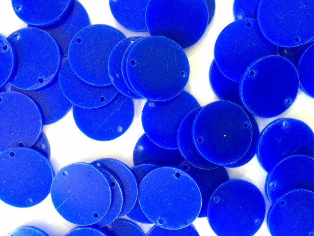 2 Hole Acrylic Disc - BLANK - 1.25&quot; Across - 2 Holes for Bangle Making, Necklace or Keychain, Jewelry Making - Royal Blue