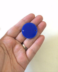 2 Hole Acrylic Disc - BLANK - 1.25&quot; Across - 2 Holes for Bangle Making, Necklace or Keychain, Jewelry Making - Royal Blue