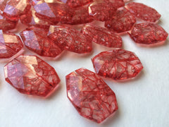 Red Dinosaur Egg Clear Faceted 35mm acrylic beads - chunky craft supplies for wire bangle or Christmas jewelry making