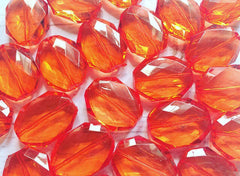 31x24mm RED-ORANGE Faceted Slab Nugget Beads, Beads for Bangle Making or Jewelry Making, transparent beads, chunky beads, statement beads