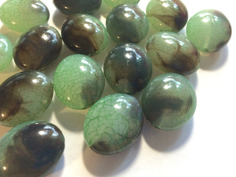 Green Brown Ombre beads, mint green 25mm egg / nugget Bead, acrylic beads, glass beass, bangle beads, mint jewelry, green bracelet, green