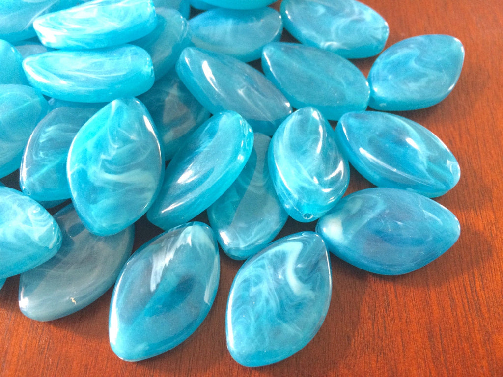 Caribbean Blue Beads, The Marquise Collection, light blue beads, big blue beads, 30x21mm Beads, blue jewelry, blue bangles, bright blue