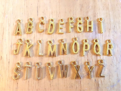Your Choice! Gold Letter Charms, wine charms, charms for jewery making, silve charms, alphabet charms, name jewelry, monogram jewelry