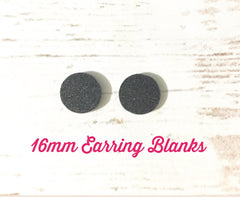 Acrylic Earring Blanks, 16mm earring circles, monogram jewelry, black glitter monogram earrings, acrylic blanks, circular earrings, acrylic
