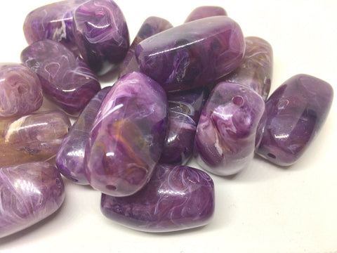 Purple Beads, 32mm rectangle Gemstone Beads, The Treasure Collection, acrylic beads, craft supplies, wire bangle jewelry making