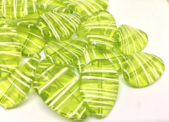 Lime Green Oval Beads handpainted with white stripes, 36mm bangle, statement necklace, green beads, bangle beads, lime green beads