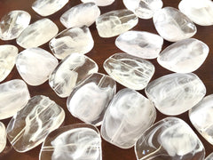 White & Clear Large Translucent Beads, Faceted Nugget Bead, crystal bead, 30mm bead, clear beads, translucent beads, bangle beads