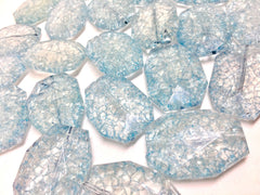 Ice Blue Cracked Window Clear Faceted 35mm acrylic beads, chunky craft supplies, wire bangle beads, jewelry making, blue jewelry bracelet