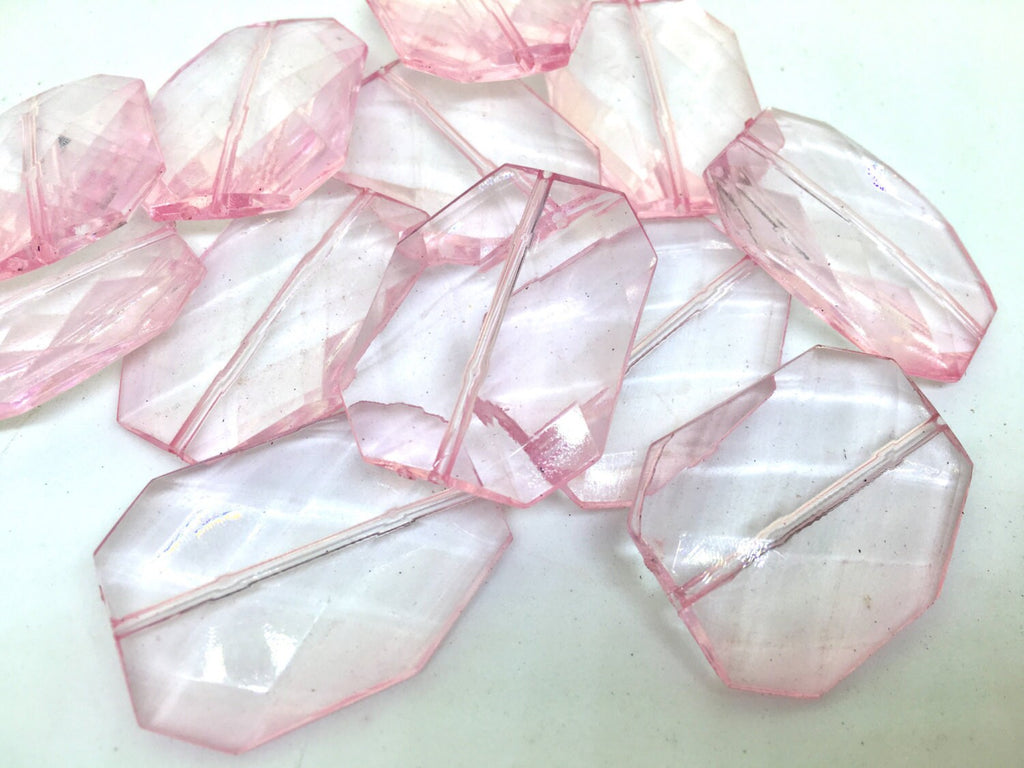 LIGHT PINK Faceted 39mm acrylic beads, pink beads, big pink beads, plastic chunky craft supplies for wire bangle or jewelry making