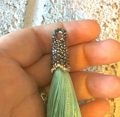 Long Bejeweled Silk Tassels, tassel earrings, Bejeweled Tassels, 3.25 Inch 85mm Tassel, tassel jewelry, tassel necklace, colorful tassels