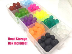 Bead Kit, 10 color jelly bead set, 8mm neon beads, bead organizer, bead box, bangle beads, jewelry making, rainbow beads