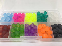 Bead Kit, 10 color jelly bead set, 8mm neon beads, bead organizer, bead box, bangle beads, jewelry making, rainbow beads