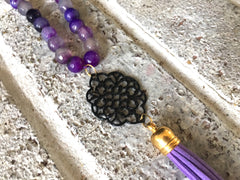 Black Tassel Necklace Connector Pendant, Black Filigree, black jewelry, long tassel necklace, pendant necklace, filigree earrings