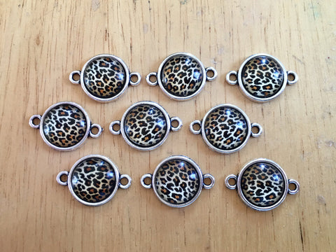 Leopard connector Beads with 2 Holes, brown animal print Beads, Leopard, animal bracelet, wire bangle, wire bracelet, animal print jewelry