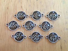 Leopard connector Beads with 2 Holes, brown animal print Beads, Leopard, animal bracelet, wire bangle, wire bracelet, animal print jewelry