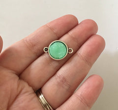 Mint Green Druzy Beads with 2 Holes, Faux Druzy Connector Beads, green druzy, druzy bracelet, druzy bangle, green bracelet, silver