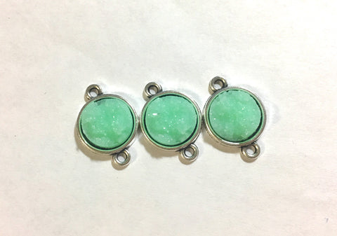 Mint Beads with 2 Holes, Faux Druzy Connector Beads, mint druzy, druzy bracelet, druzy bangle, mint bracelet, mint jewelry, mint green beads