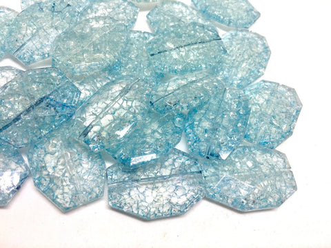 Ice Blue Cracked Window Clear Faceted 35mm acrylic beads, chunky craft supplies, wire bangle beads, jewelry making, blue jewelry bracelet