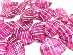 Dark Pink Oval Beads painted with white stripes, 36mm bangle, statement necklace, pink beads, bangle beads, dark pink beads, pink necklace