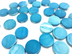 Blue Watercolor Beads, painted Beads, 20mm Beads, circular acrylic beads, bracelet necklace earrings, jewelry making, bangle beads, blue