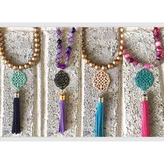 Filigree Tassel Necklace Connector Pendant, colorful, colorful jewelry, long tassel necklace, pendant necklace, filigree earrings teal black