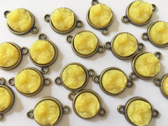 Honey Butter Druzy Beads with 2 Holes, Faux Druzy Connector Beads, yellow druzy, druzy bracelet, druzy bangle, yellow bracelet, yellow, gold