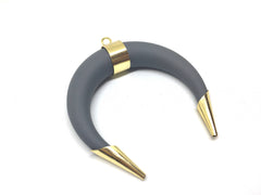 Crescent Shape Pendant, Gold Horn Pendant, Gray Black Navy, pendant necklace, long necklace, gold pendant, horn pendant, gold necklace