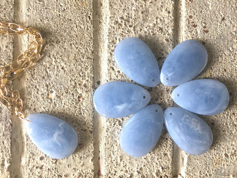 Sky Blue Teardrop Pendants, 57x36mm, acrylic gem pendants, 1 hole pendant, long necklace, wire wrapped pendant, wrapping pendant light blue