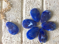 Dark Blue Teardrop Pendants, 57x36mm, acrylic gem pendants, 1 hole pendant, long necklace, wire wrapped pendant, wrapping pendant Royal Navy
