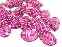 Dark Pink Oval Beads painted with white stripes, 36mm bangle, statement necklace, pink beads, bangle beads, dark pink beads, pink necklace