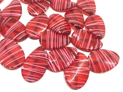 Red Oval Beads painted with pink stripes, 36mm bangle, statement necklace, red beads, bangle beads, red pink beads, pink necklace, red