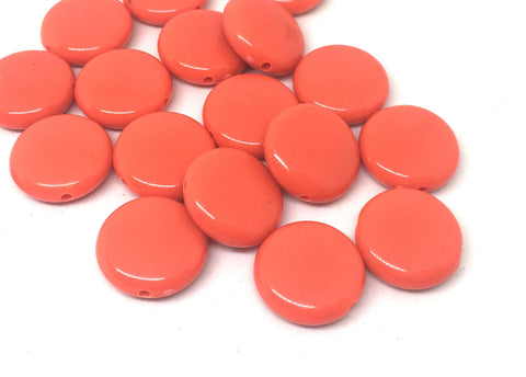 Red - Orange 14mm Round Beads in 9 colors, Rainbow beads, circle beads, geometric jewelry, kids jewelry, candy beads, acrylic beads, dark