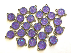Purple Sparkle Druzy Beads with 2 Holes, Faux Druzy Connector Beads, purple druzy, druzy bracelet, druzy bangle, purple bracelet, purple