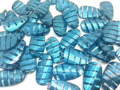 Turquoise Beads, Striped Beads, 30mm Beads, big acrylic beads, bracelet necklace earrings, jewelry making, acrylic bangle bead, blue jewelry