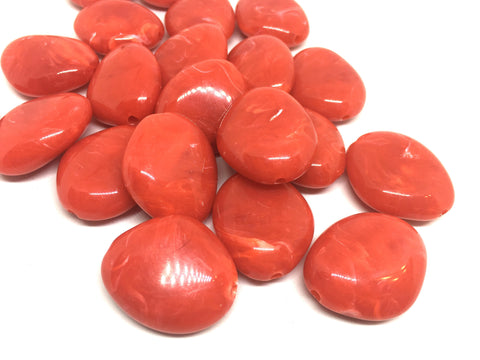 Atomic Orange Reddish Orange 31mm acrylic beads, chunky statement necklace, wire bangle, jewelry making, QUEEN Collection, oval beads, large