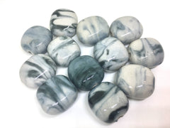 32mm Painted Glass Beads, gray and white cushion cut beads, square beads, gray beads, tribal beads, aztec beads, gray bangles, gray jewelry
