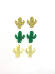 DIY Cactus Acrylic Earring Blanks, 14mm earring, monogram earrings, acrylic blanks, cactus jewlery, green gold cactus, jewelry making