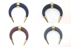 Crescent Shape Pendant, Gold Horn Pendant, Gray Black Navy, pendant necklace, long necklace, gold pendant, horn pendant, gold necklace