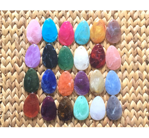 Colorful Teardrop Pendants, 57x36mm, acrylic gem pendants, 1 hole pendants, long necklace, wire wrapped pendant, wrapping pendant necklace