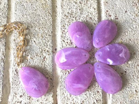 Lavender Teardrop Pendants, 57x36mm, acrylic gem pendants, 1 hole pendant, long necklace, wire wrapped pendant, wrapping pendant purple