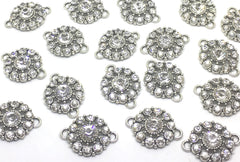 Crystal Rhinestone Glass Pendants, Flower Charm 2 holes, bracelet or necklace charm, pink platinum rainbow connector bead, crystal bead