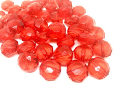 Ruby Red Translucent Beads, 17mm Faceted octagon round Bead, bright red beads, Jewelry Making, Wire Bangles, red beads, red jewelry, ruby