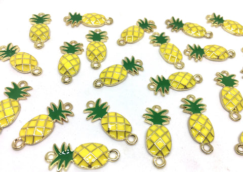 Gold Pineapple Connector Pendants, pineapple charms, gold connectors, pineapple bracelets, pineapple jewelry, wire bracelets, gold bracelets