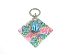 Flamingo Acrylic Blanks, 2.25 Inch Square with 1 Hole, tassel Keychain blanks, blank acrylics, square keychains, monogram keychain, monogram