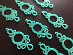Mint Green Tassel Connector, Focal point for tassel necklaces, green connector bead, 2 hole laser cut tassel bead, long mint statement neck