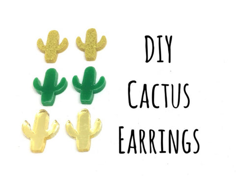 DIY Cactus Acrylic Earring Blanks, 14mm earring, monogram earrings, acrylic blanks, cactus jewlery, green gold cactus, jewelry making